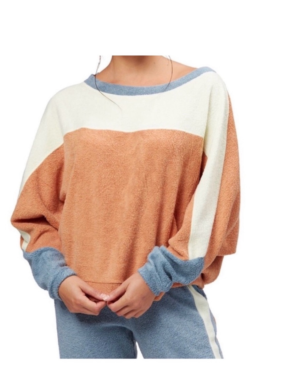 Intimately Free People Colorblock Fleece Oversized Pullover Top Large